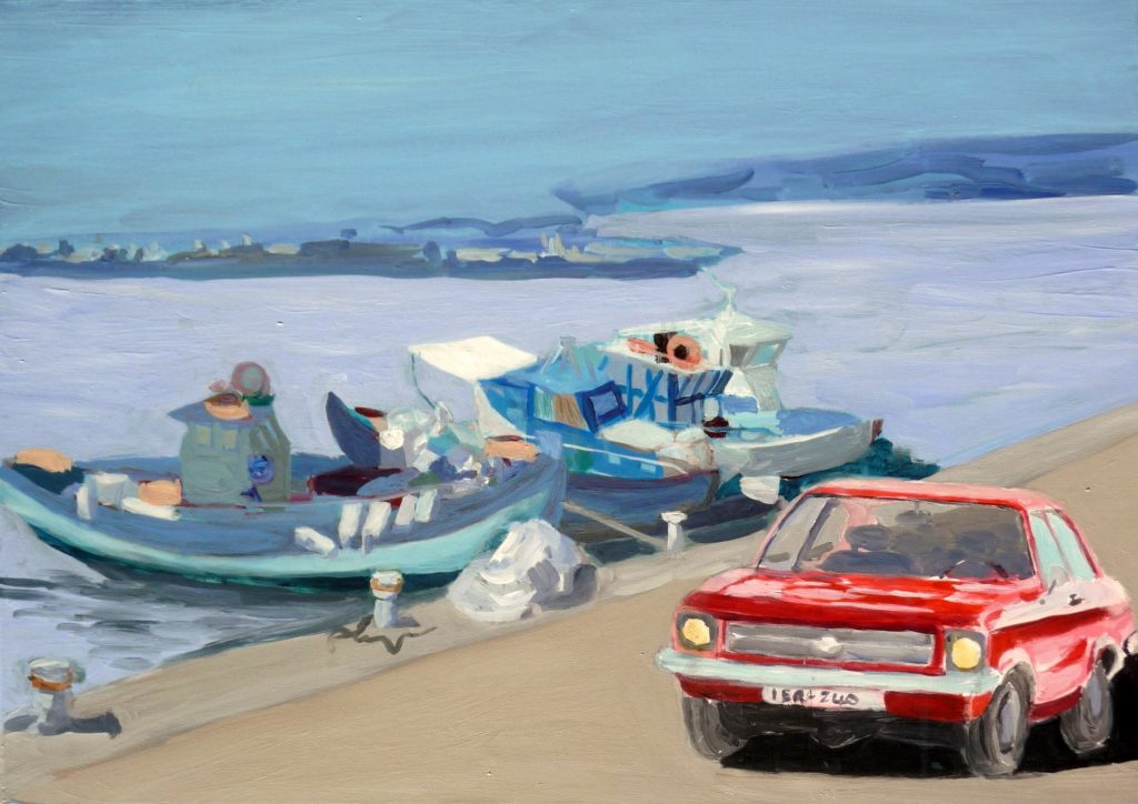 Gemälde von Margarethe Fuchs: Hafen in Kreta, 2016, Acryl, 50x70cm