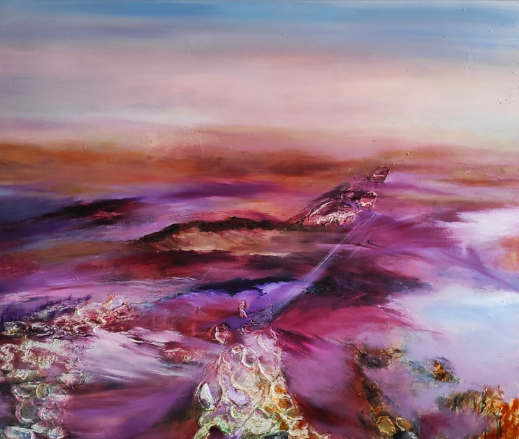 Nebelmeer, 100x120 cm, Acryl und Öl auf Leinwand
