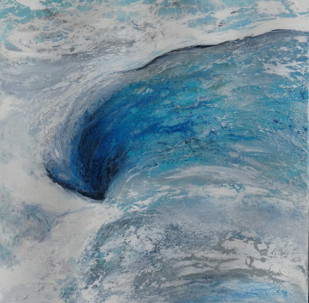 Gletscherschmelze, 50x50 cm, Acryl auf Leinwand, 2023
